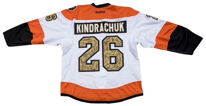 2017 Orest Kindrachuk Team Signed Philadelphia Flyers 50th Anniversary Jersey With 30+ Signatures Including Clarke, Schultz & Propp (Kindrachuk LOA & Beckett)